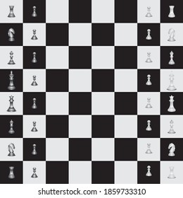 Vector Artwork showing chess board and pieces