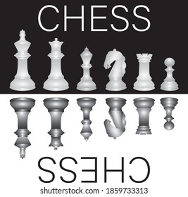 Vector Artwork showing chess board and pieces