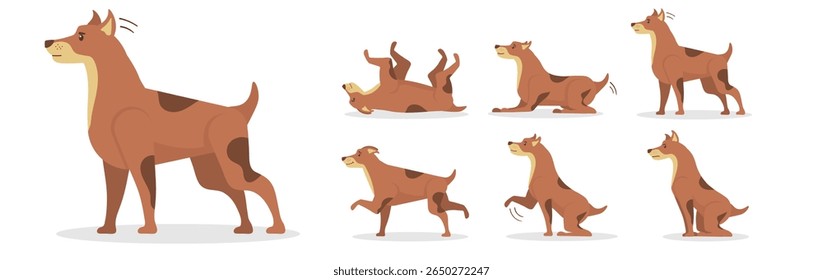 Vector artwork showing retriever breed in a single pose friendly dog with furry tail cartoon style smile mouth legs loyal eyes happy companion sitting white background isolated nose cute animal

