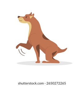 Arte vetorial mostrando a raça retriever em uma única pose cão amigável com rabo peludo desenho animado estilo sorriso pernas boca olhos fiéis companheiro feliz sentado branco fundo isolado nariz bonito animal


