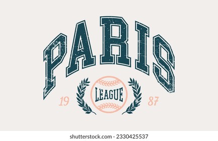 Vector artwork in varsity vintage style. Texture is removable.