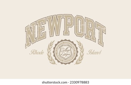 Vector artwork in varsity vintage style. Texture is removable.