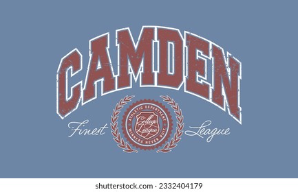 Vector artwork in varsity vintage style. Texture is removable.