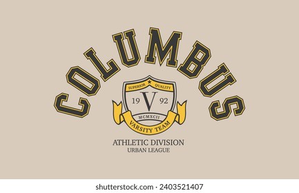 Vector artwork in varsity vintage style, perfect for t-shirts and sweatshirts.