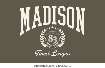 Vector artwork in varsity vintage style. Texture is removable.