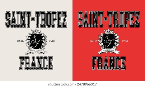 Vector artwork in varsity vintage style, perfect for t-shirts and sweatshirts.