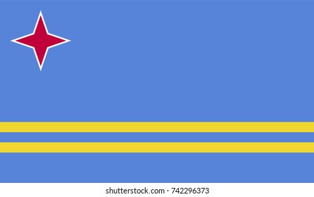 Vector Aruba flag, Aruba flag illustration, Flag of Aruba  waving in the wind.