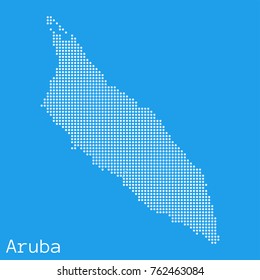 Vector Aruba  map silhouette dotted on blue background