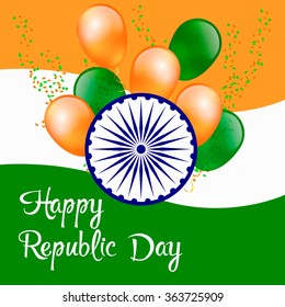 Vector Ashoka Chakra and flag of India for Republic Day of India