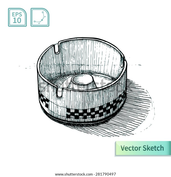 Vector Ashtray Sketch Illustration Your Design Stock Vector (Royalty