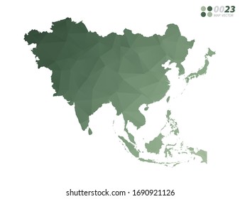 Vector of Asia map green polygon triangle mosaic with white background. style gradient.
