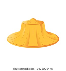 Vector Asian Conical Straw Hat Cartoon Illustration Isolated