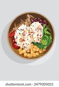 Vector asian food boiled healthy