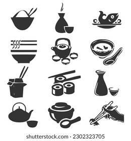 Vector Asian food icon set