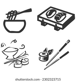 Vector Asian food icon set