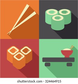 Vector Asian food icon set