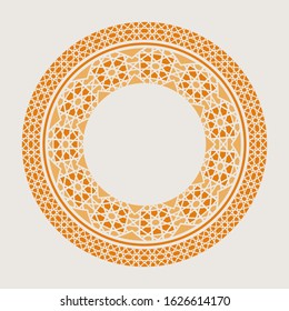 Vector asian geometric mandala frame. Arabic circular decorative element