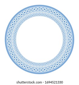 Vector asian geometric mandala frame. Arabic circular decorative element isolated on white