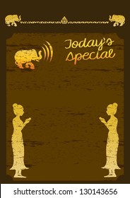 Vector Asian icons on wooden chalkboard