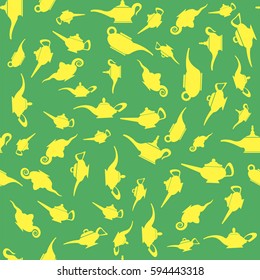 Vector Asian Lamp Silhouettes Seamless Pattern on White Background