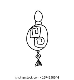 Vector Asian Lantern in doodle style Flashlight illustration for Chinese New Year with black hand drawn line.Design cards,social media,weddings,stickers,coloring books.