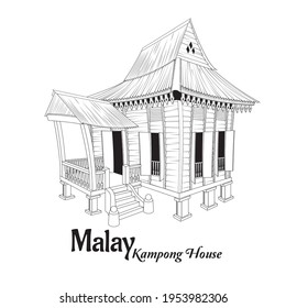 Kampong Perspective Drawing Architecture Kampung House House Illustration