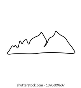 Vector Asian Mountain in doodle style Landscape view illustration for Chinese New Year with black hand drawn line.Design cards,social media,weddings,stickers,coloring books.