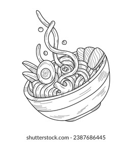 vector asian noodles in graphic style