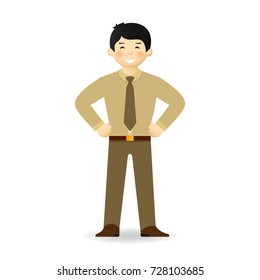Vector asian office worker character in flat style