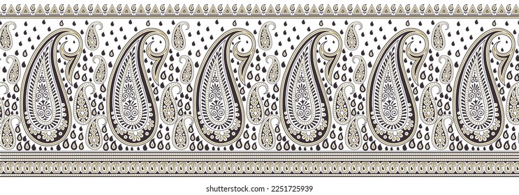 Vector Asian paisley border design