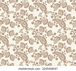 Vector Asian paisley pattern design with flower and motif 