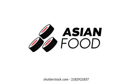 Vector asian restaurant logo, isolated on white background. Korean cuisine symbol. Japanese cafe icon. Fast food icon. Fresh fish menu. Illustration salmon badge