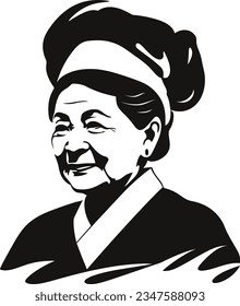 vector asian woman chef illustration