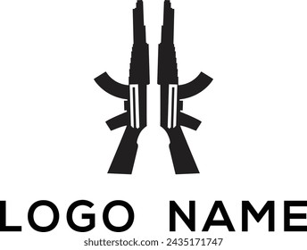 Vector assault rifle, automatic firearm, gun, vector logo design element .
