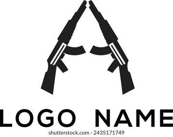 Vector assault rifle, automatic firearm, gun, vector logo design element .