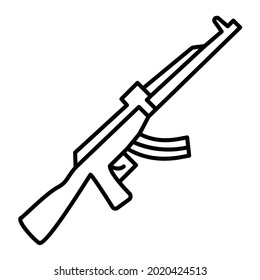 Diseño del icono de contorno del rifle de asalto del vector

