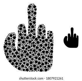 Vector asshole finger collage is made from randomized recursive asshole finger icons. Recursive mosaic from asshole finger.