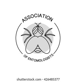 Vector association of entomologists logo isolated on white background. Flat simple insignia, symbol, label, icon.