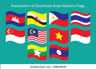 Vector of Association of Southeast Asian Nations Flags