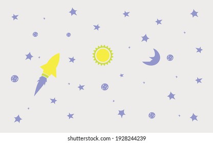 Vector assorted Hearts and galaxies, outer space. Valentine's Day Backgrounds, Romantic Banners, assorted feelings of falling in love, heartbreak, solar system, sun, stars and rockets