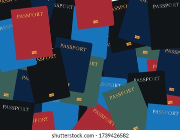 Vector de diversos pasaportes de todo el mundo