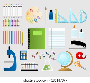 Vector Assorted School Supplies