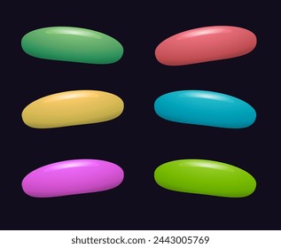 vector assortment of colorful fruit gelatin jelly beans on black background