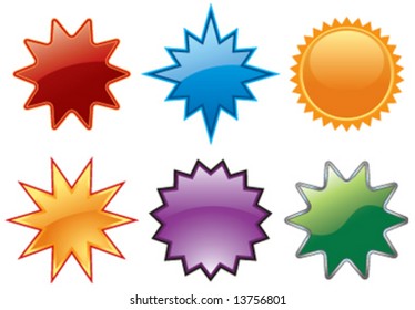 Vector assortment of glassy burst symbols