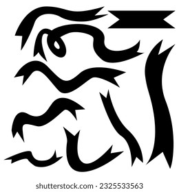 Vector of an assortment of unformed ribbon shapes and plain black colors