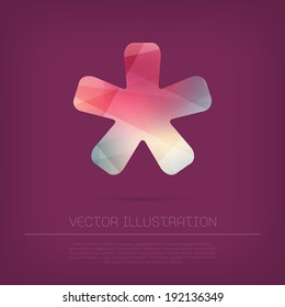 Vector asterisk icon with colorful trendy and modern polygonal texture