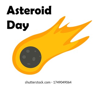 vector asteroid illustration for asteroid day 30 June. bright space meteorite vector illustration