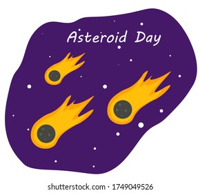vector asteroid illustration for asteroid day 30 June. bright space meteorite vector illustration