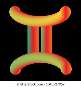 Vector Astrological Mystical Diagram Symbol -Sigh of  Gemini or Twins
