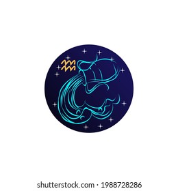 vector Astrological zodiac signs. aquarius symbols. Constellations on blue